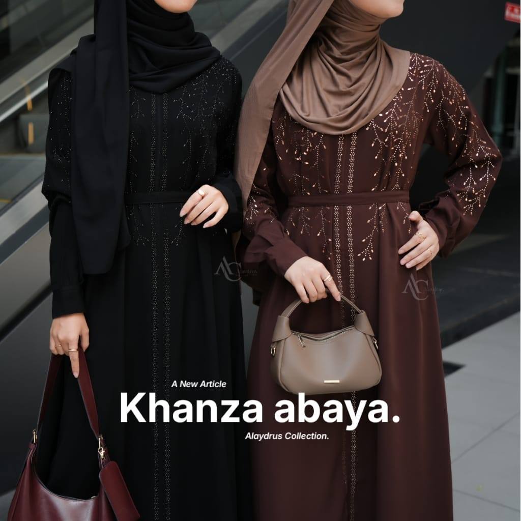 Alaydrus Collection Abaya Khanza Hitam Turkey Gamis Syari Muslimah Bahan Jetblack