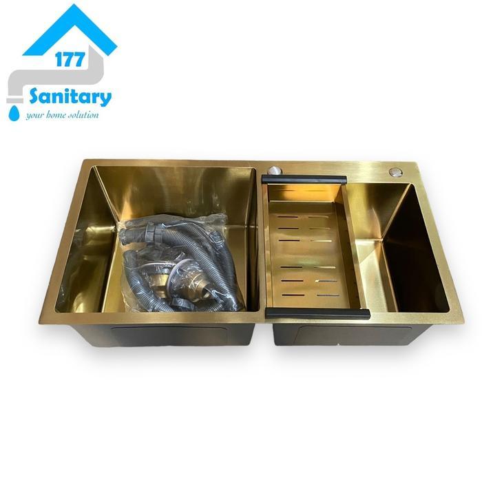 Bak cuci piring GOLD 2 lubang 80x45 Tebal-kitchen sink dobel stainless