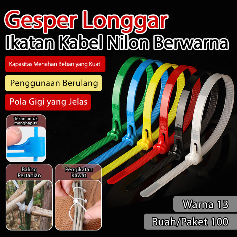 Tahan Lama & Warna-Warni JMYKabel Ties Nylon Bisa Disesuaikan Reusable Untuk Kabel/DIY/Rumah Kantor 