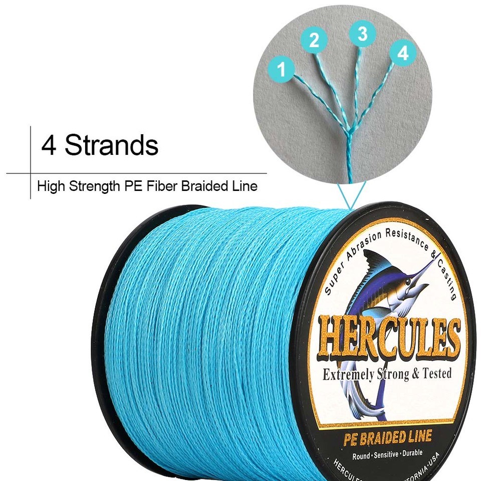 Hercules PE Braided Fishing Line Hengelsport Multifilament Black Fishing Cord 4 Strands 100M 300M 50