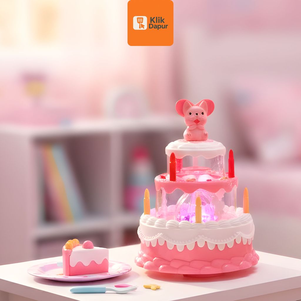 KLIKDAPUR - MAINAN KUE ULANG TAHUN Bergerak Music Led  Lilin Mainan Kue Ultah Anak-Anak Mainan Light