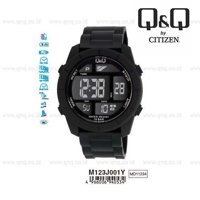 New 161 Q&Q QnQ QQ Original Jam Tangan Pria Digital - M123 M123J Water Resist 161