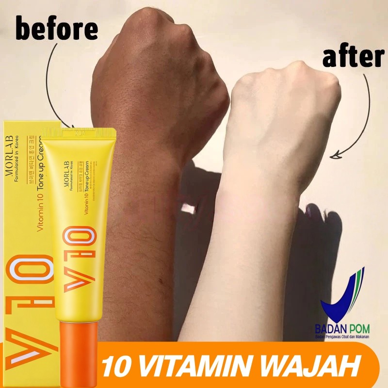 [COD] V10 Vitamin Tone Up Cream - MORLAB V10 VITAMIN TONE UP CREA With Idebenone Mencerahkan Pelemba