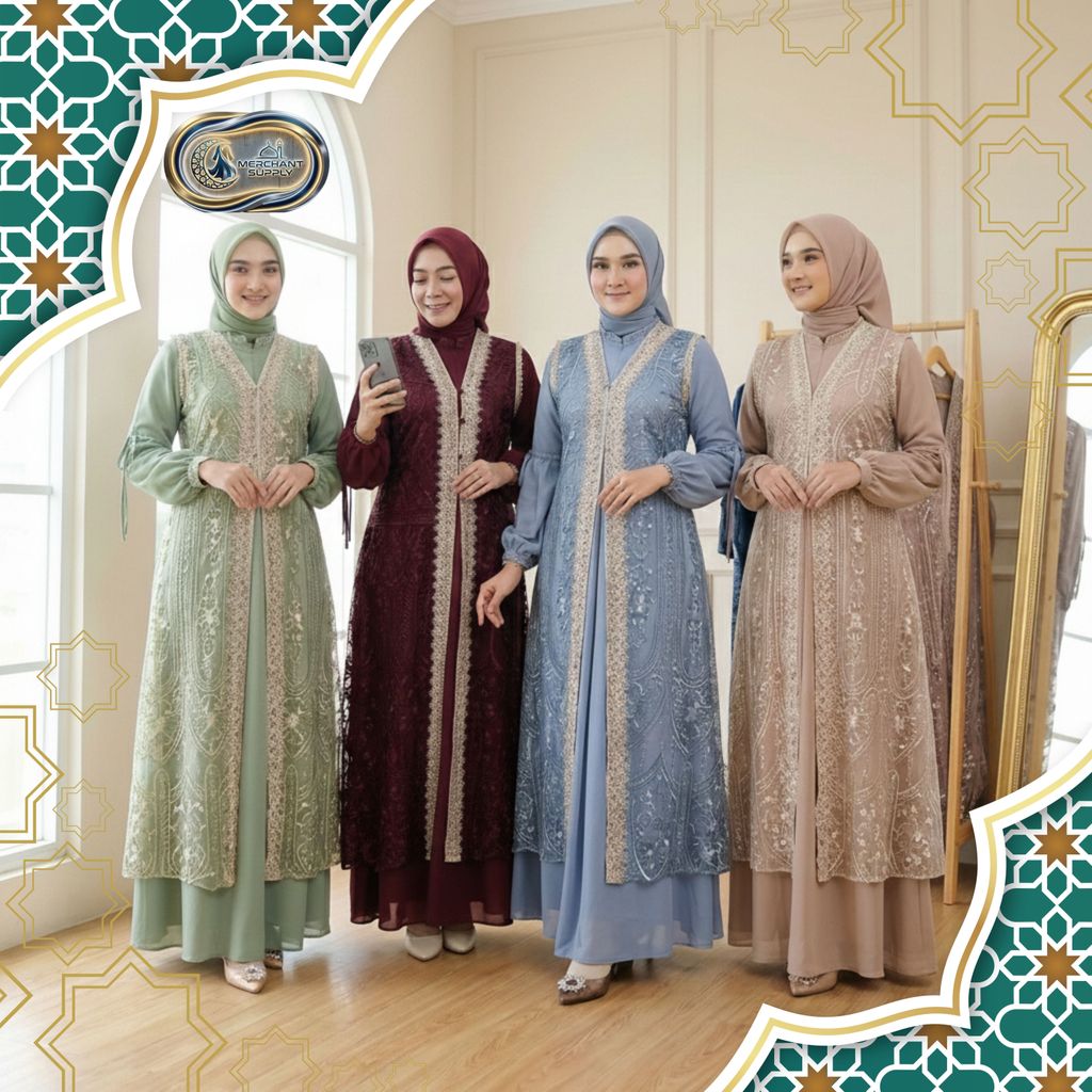Gamis Abaya Putih Bunga Azizah Dress Bahan Ceruty Baby Doll Mix Brokat Full Puring Gamis Putih Mewah