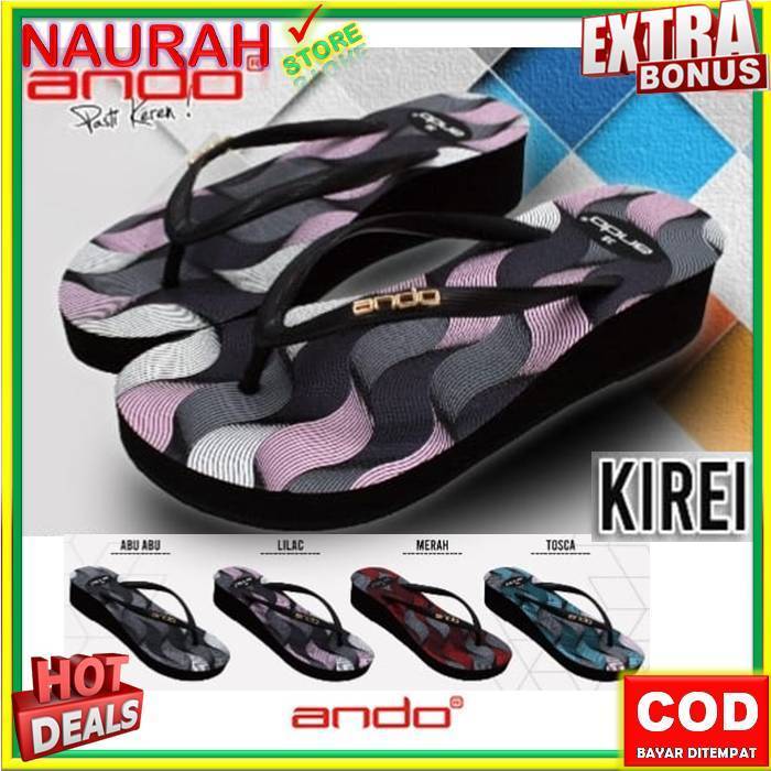 Sandal Jepit Wedges Ando Kirei Sendal Jepit Wanita Wedges Motif Anti Slip Original