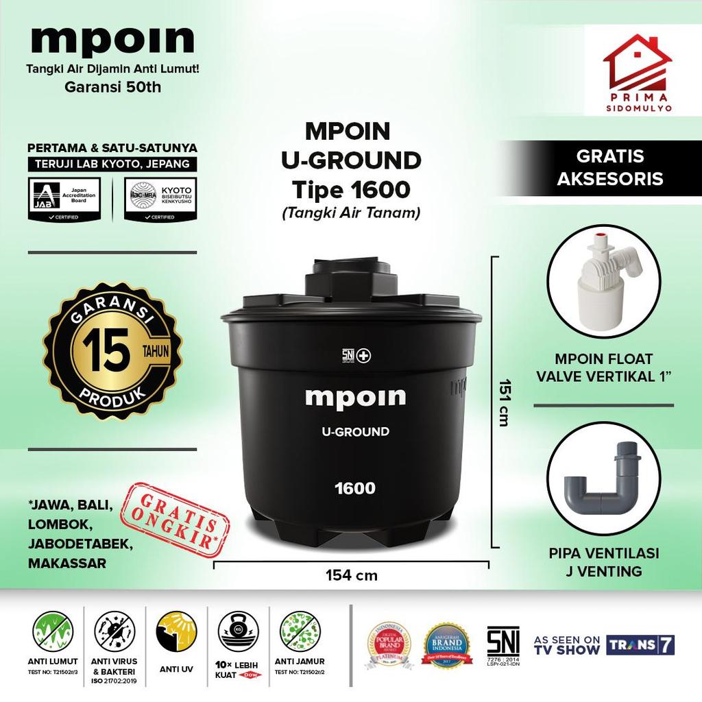 TANGKI AIR MPOIN 1600 L U-GROUND ANTI VIRUS ANTI BAKTERI