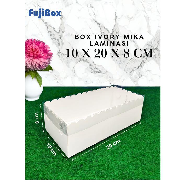 ( 10 Pcs )  Dus Kotak Kue hampers puding cake Ivory laminasi 10 cm x 20 cm x 8 cm Premium Tutup Mika
