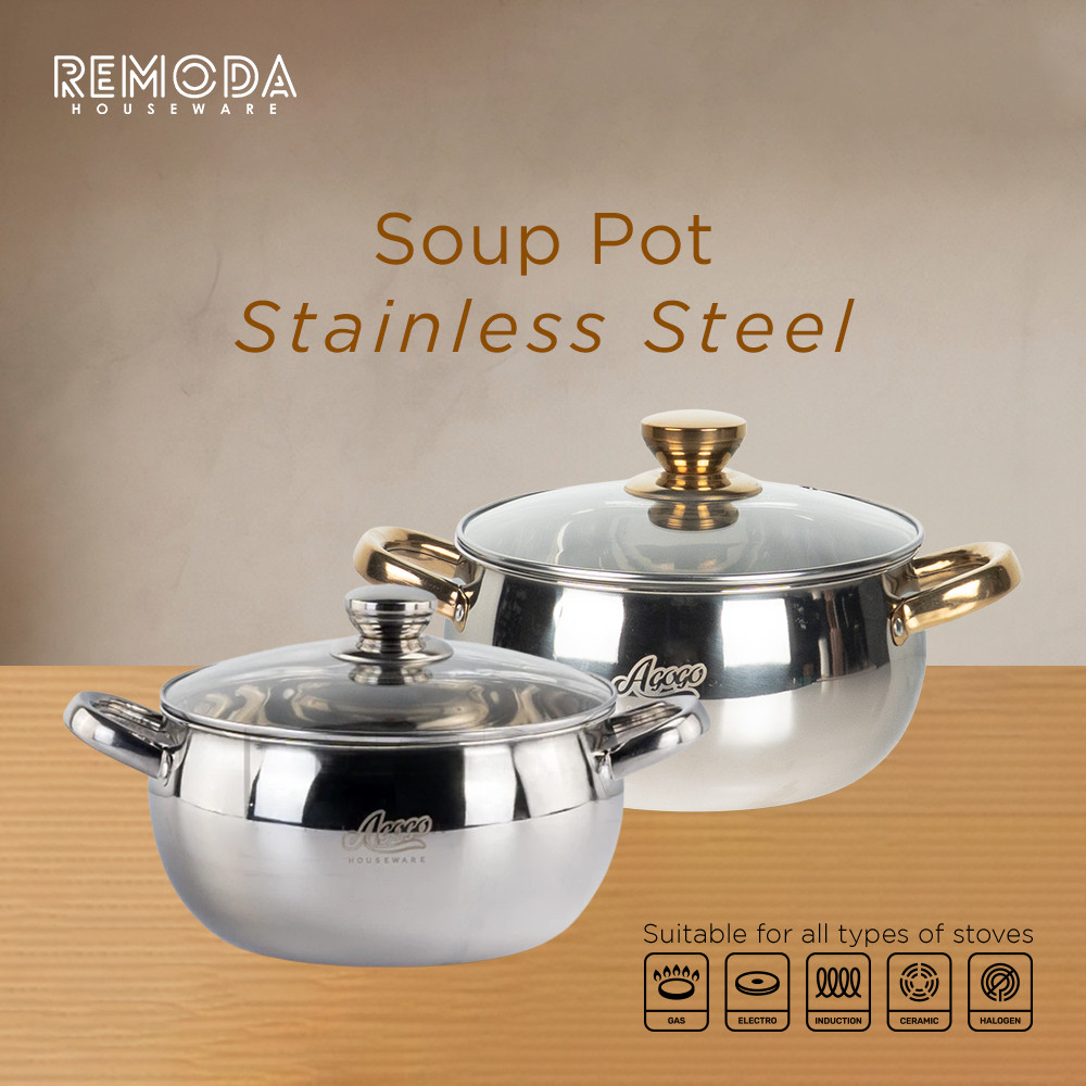 Agogo Soup Pot Silver & Gold 20-24cm Stainless Steel