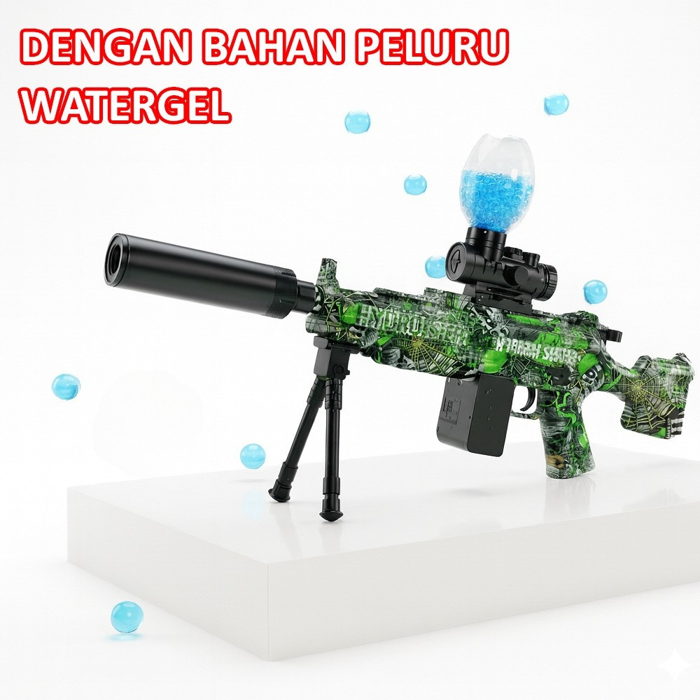 Mainan Tembakan Elektrik M249 Lampu D-6652/WH81-3 M249 FULLY SEMI AUTOMATIC