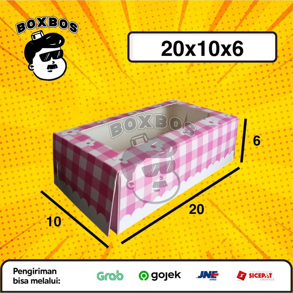 BoxBoss - Box Brownies Snack Lucu 20x10x6 | Kemasan Makanan Ivory Full Laminasi, Desain Karakter |