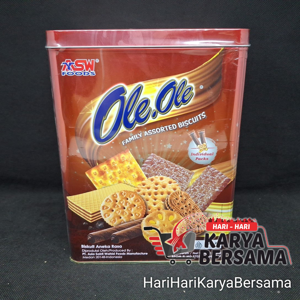 MAKANAN RINGAN ASW OLE-OLE FAMILY ASSORTED BISCUITS BISKUIT ANEKA RASA KALENG SEGI 600GR