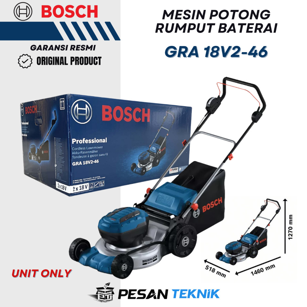 Mesin Potong Rumput Dorong Baterai 18V Brushless Lawn Mower BOSCH GRA18V2-46
