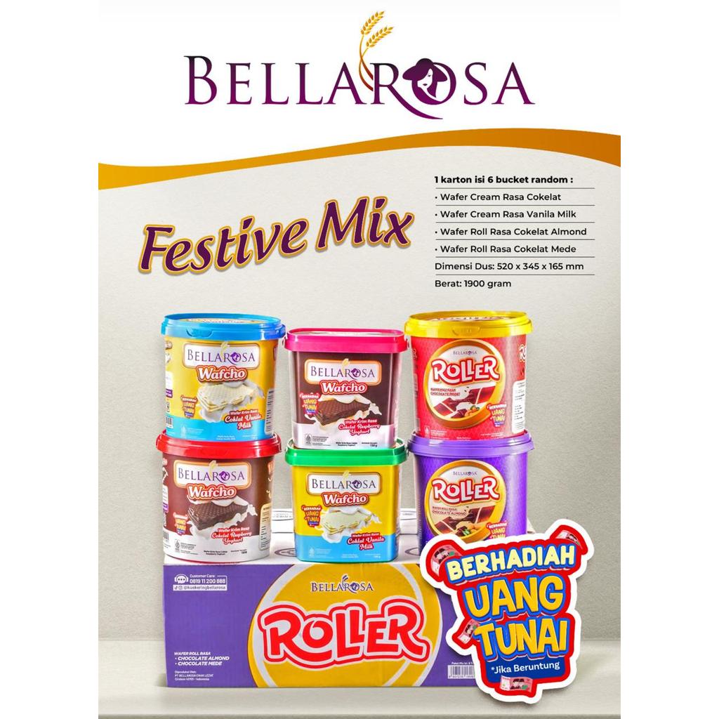 (1DUS ISI 6TOPLES MIX BELLAROSA FESTIVE) Bellarosa  Kue Kering cookies -Bellarosa nastar&kue kacang-