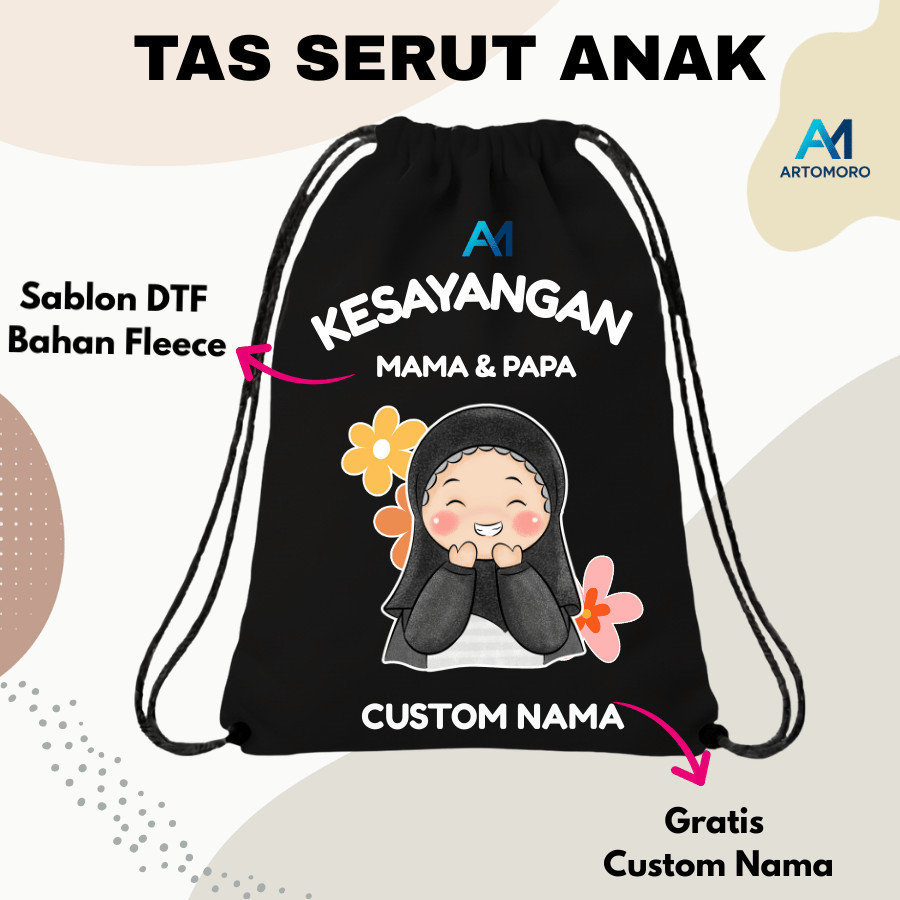 tas serut | - | tas mengaji | - Kesayangan Mama Papa Custom Nama | - Anak Cewek Cowok | COD