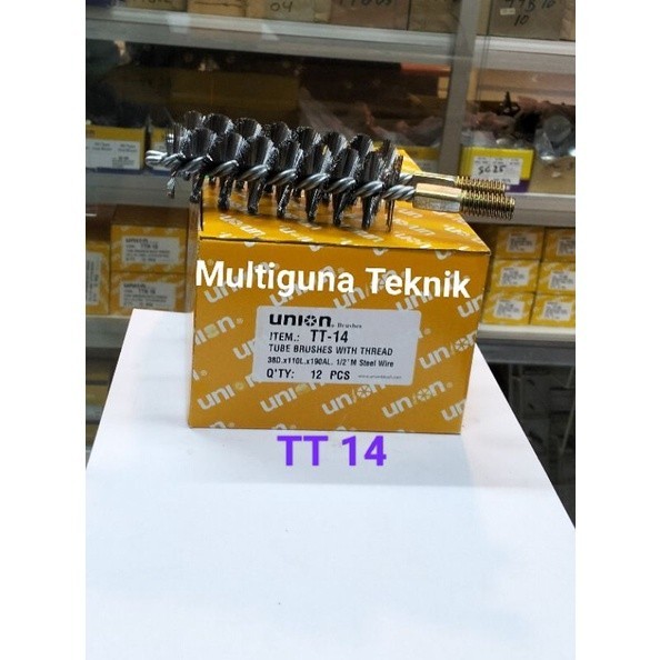 sikat pipa kawat baja tube brushes TT 14/ 1,5inch 38mm x 1/2"M Union