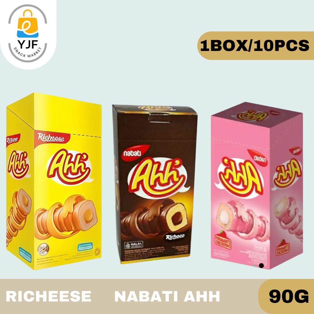 Richeese / Nabati Ahh / 90g / [1BOX-10PCS] / Nabati Ahh 1000 / Cheese / Chocolate / Strawberry Chees