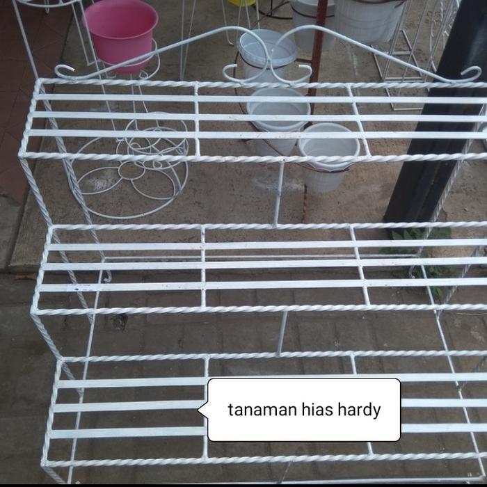 rak pot besi 3 susun tanaman - tembaga