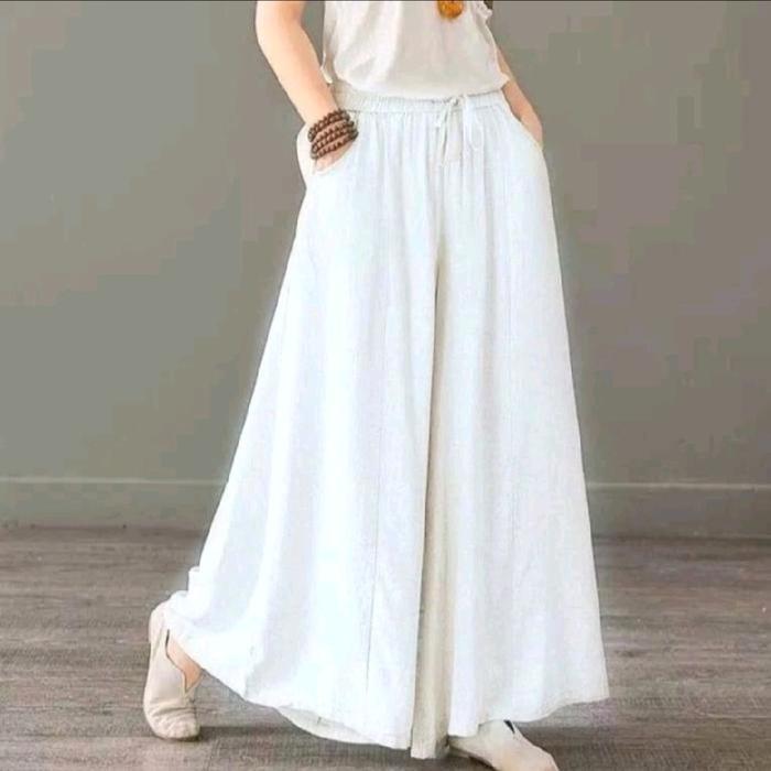 BIG SALE Rok Celana panjang import Wanita Muslimah terbaru - putih