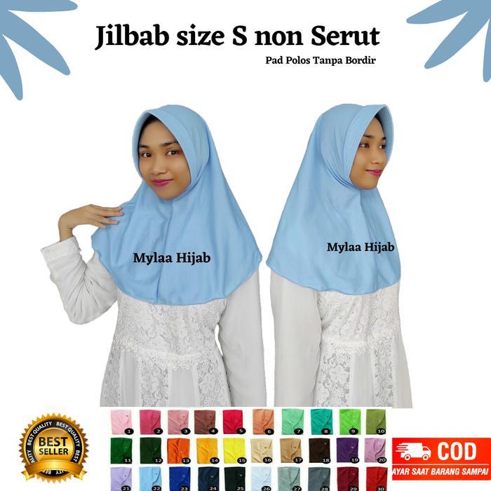 Mylaa hijab bergo Jilbab Kerudung instan kaos S Non Serut Biru Muda - Biru Muda