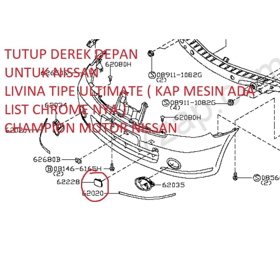 Grand Livina ULTIMATE model Tutup Derek Bumper Depan Cover Towing ORI