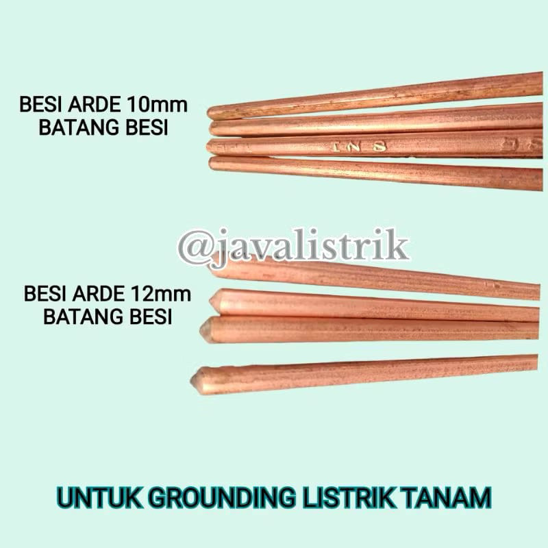 BESI ARDE 10mm dan 12mm BATANG BESI 1.4 meter GROUND ROOD UNTUK GROUNDING LISTRIK TANAM TANAH LAPIS 