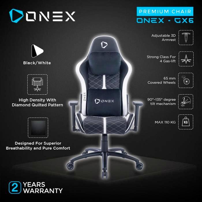 ONEX GX6 Premium Quality Kursi Gaming Chair - WHITE - GX6-WH