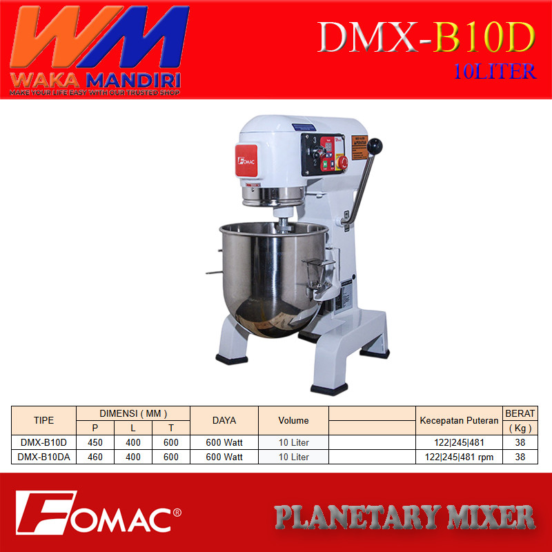 Planetary Mixer FOMAC DMX-B10D – Mixer Adonan Roti & Kue