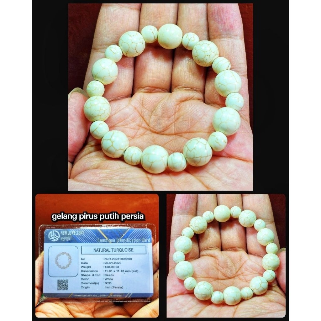 natural gelang pirus putih ceplok kuro persia