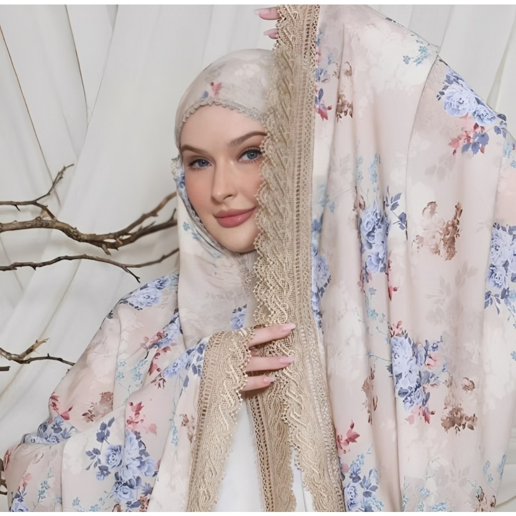 Mukena Katun 2in1 | Mukena 2in1 Resleting Mukena Dewasa Motif Renda Set Tas TRAVELING MOTIF BUNGA/Te