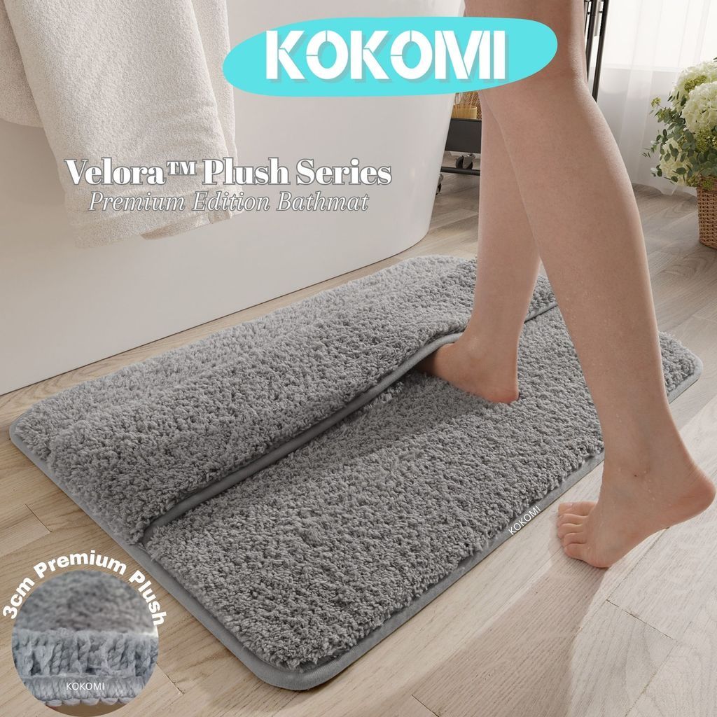 Kokomi Velora™ Plush Series Keset Kamar Mandi Premium 30mm Double Layer Super Tebal Lembut Anti Slip