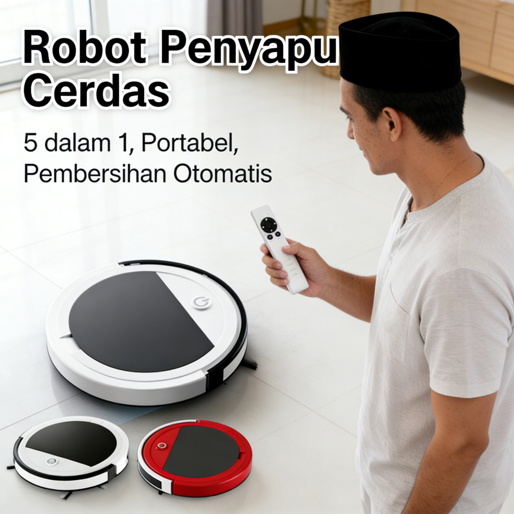 ROBOT VACUUM SMART PEMBERSIH DEBU SAPU PEMBERSIH DEBU LANTAI PEMBERSIH DEBU 3 IN 1 Sweep