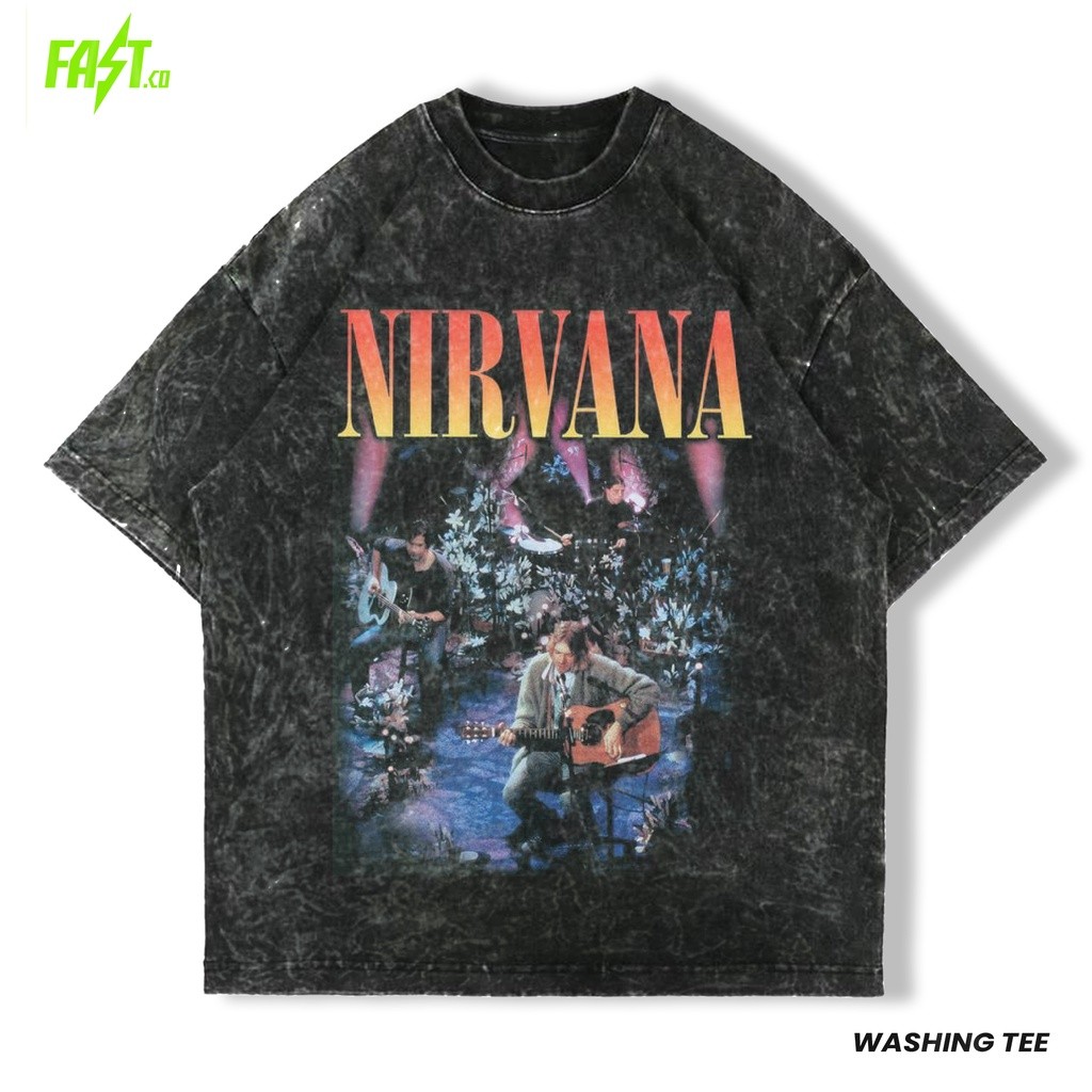 T shirt Nirvana Unplugged Washed - Kaos Band Oversize Sandwash