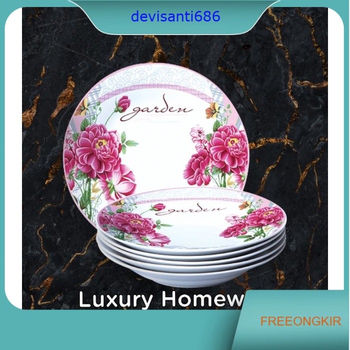 Piring makan cekung 9" / piring set motif FIORENZA FZ812-SP9R