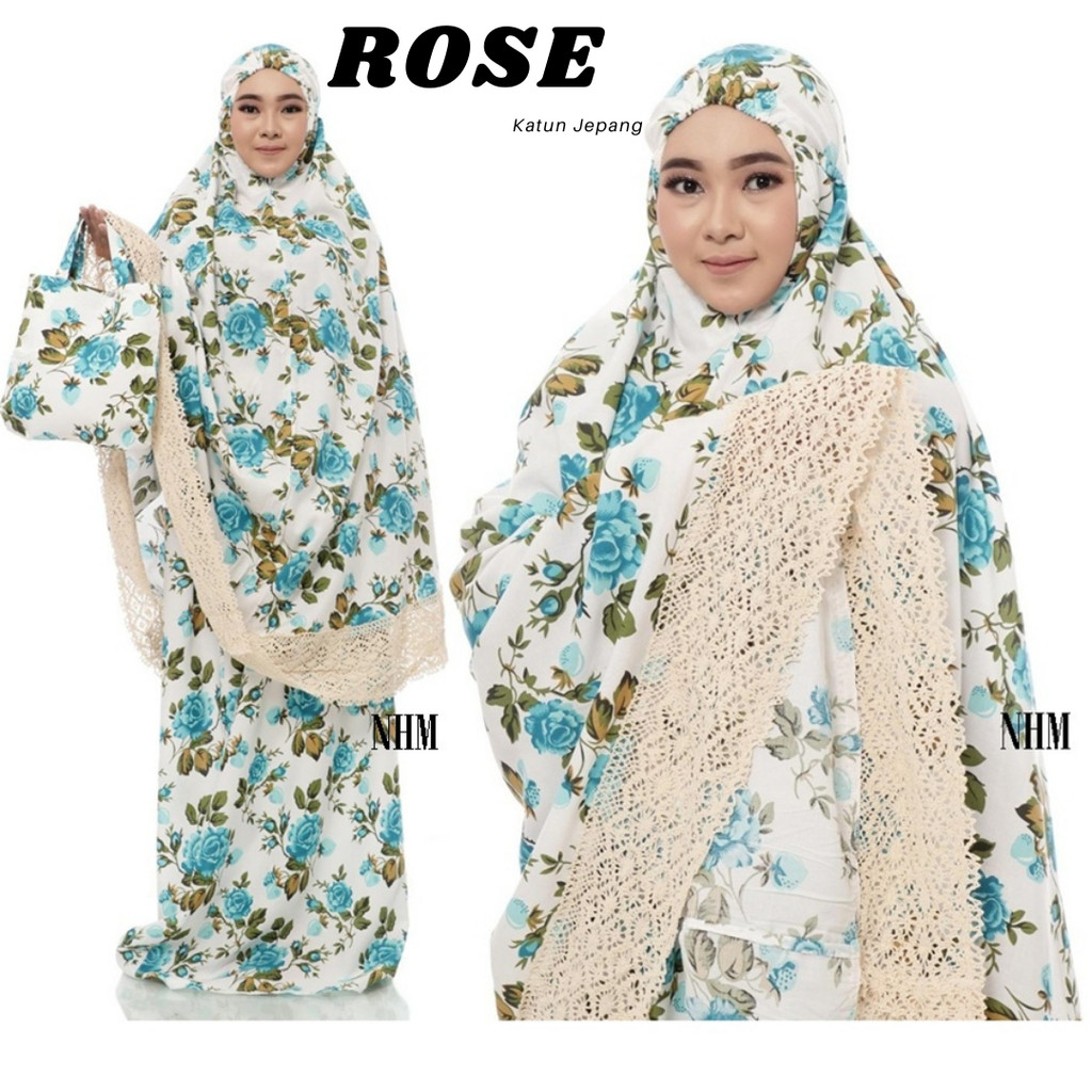 Mukena Katun Jepang Premium Renda Blue
