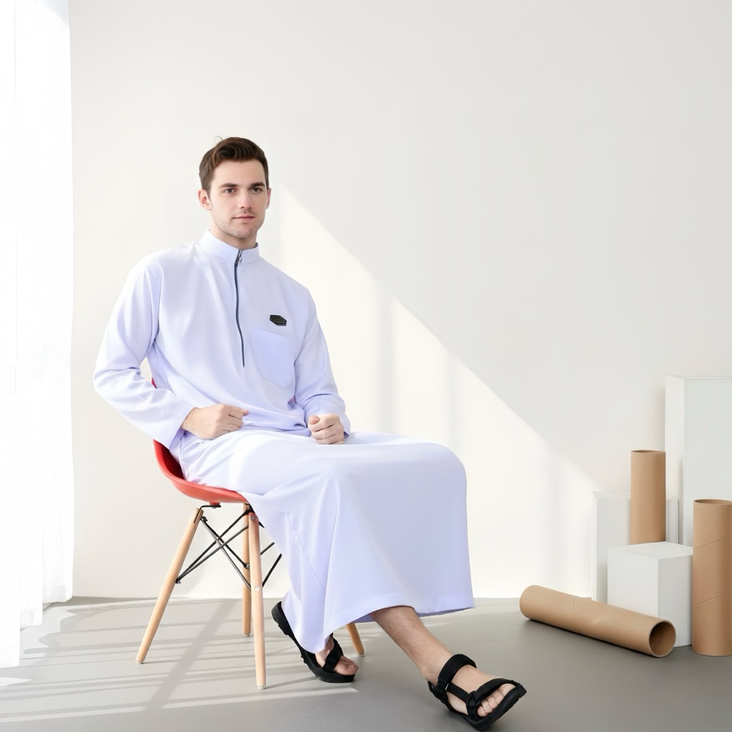 FERIDNORO Jubah Slimfit Hitam Toyobo Terlaris Gamis Putih Polos Pria Gamis Pria Khaleed Gamis Hitam 