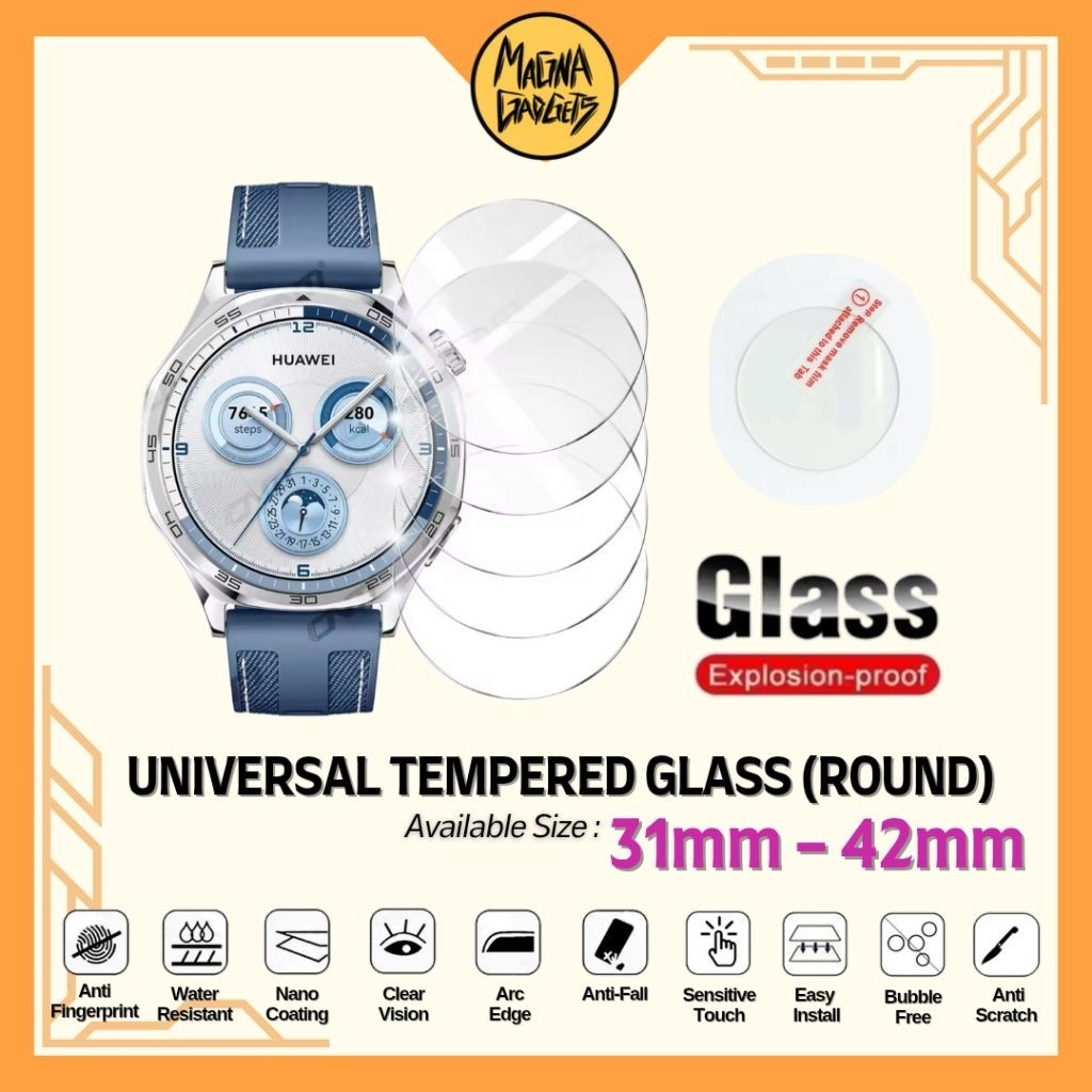 Antigores Tempered Glass UNIVERSAL Jam Tangan Smartwatch Bulat / Lingkaran 31mm - 42mm | Anti Gores 