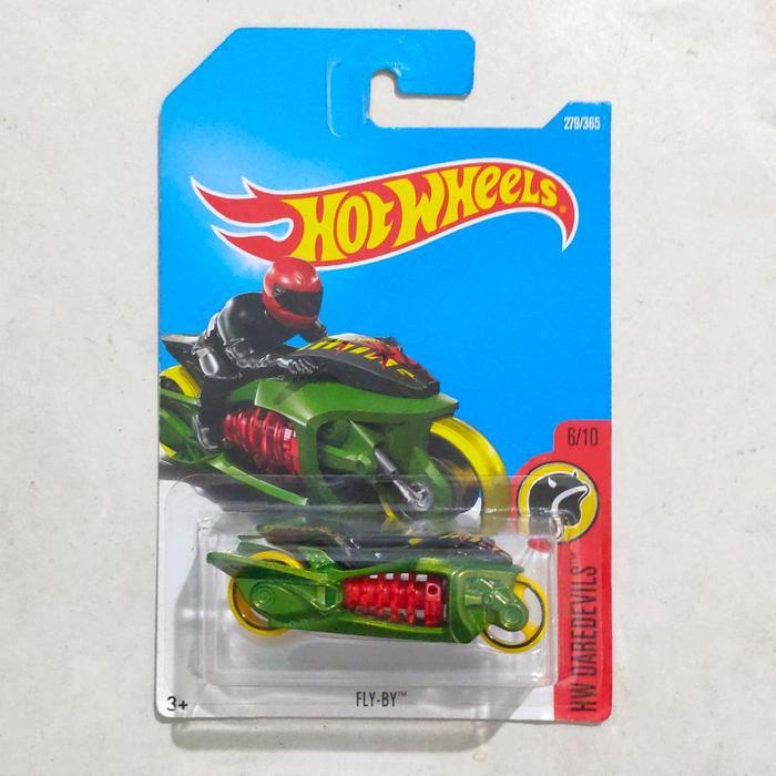 Mainan Hot Wheels Fly By hijau 2016 HW Daredevils motor
