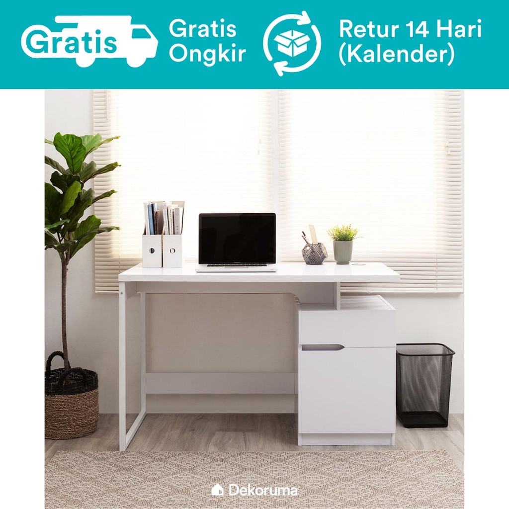 Dekoruma LEXA Desk - Meja Kerja / Belajar Minimalis Lemari Laci Besi