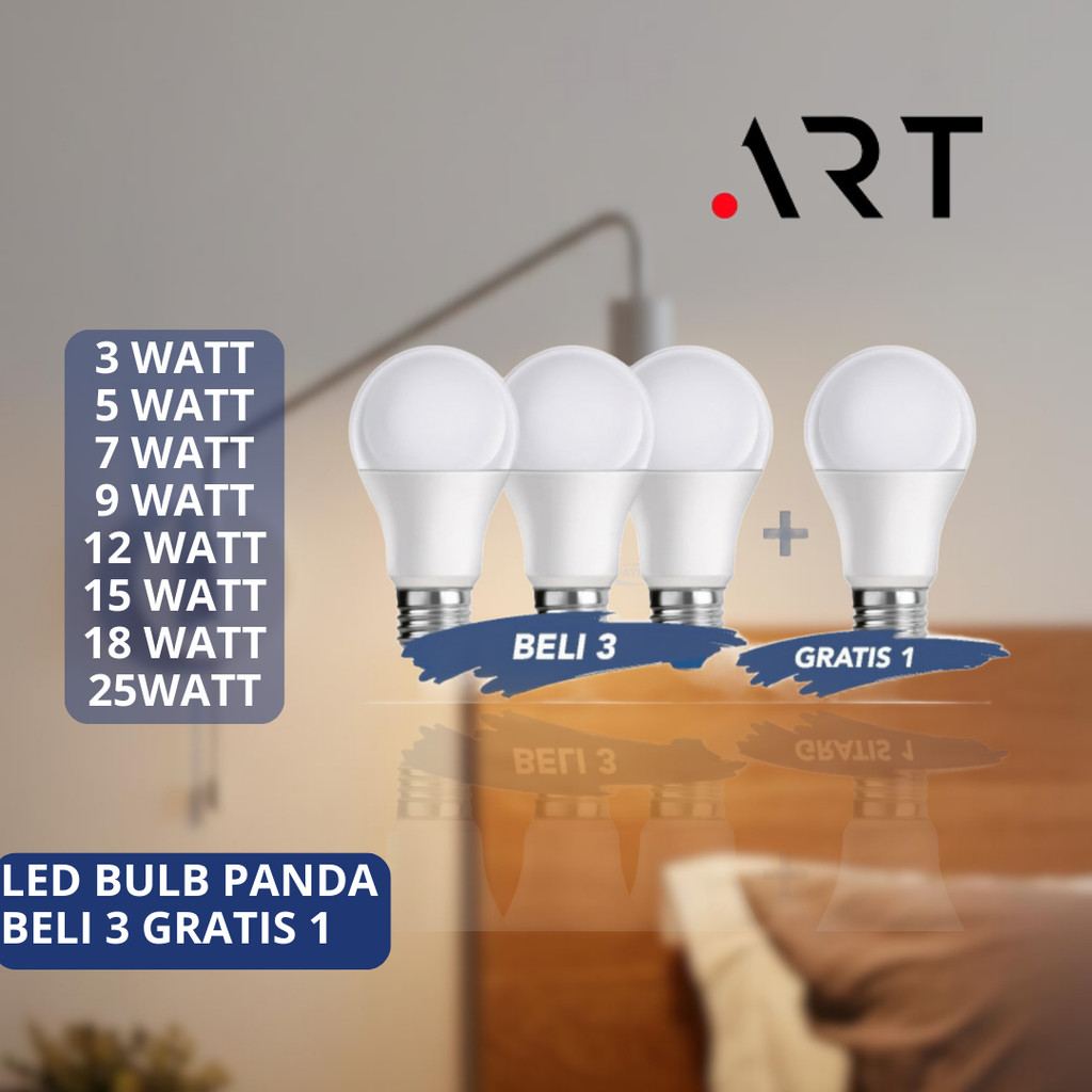 ART LAMPU BULB LED PANDA LAMPU LED PREMIER A BULB 3w, 5w , 7w , 9w, 12w LAMPU LED SUPER TERANG
