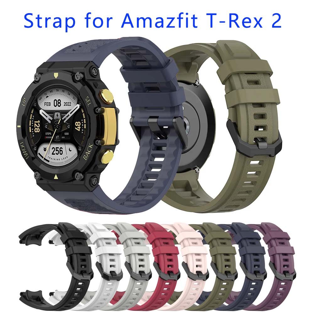Watchband for Amazfit T-Rex 2 Silicone Strap Adjustable for Amazfit T-Rex 2 Smartwatch Replacement A