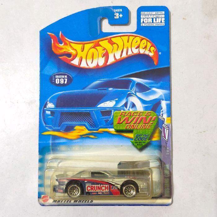 Mainan Hot Wheels Mustang Cobra silver Crunch 2002 blue card rare