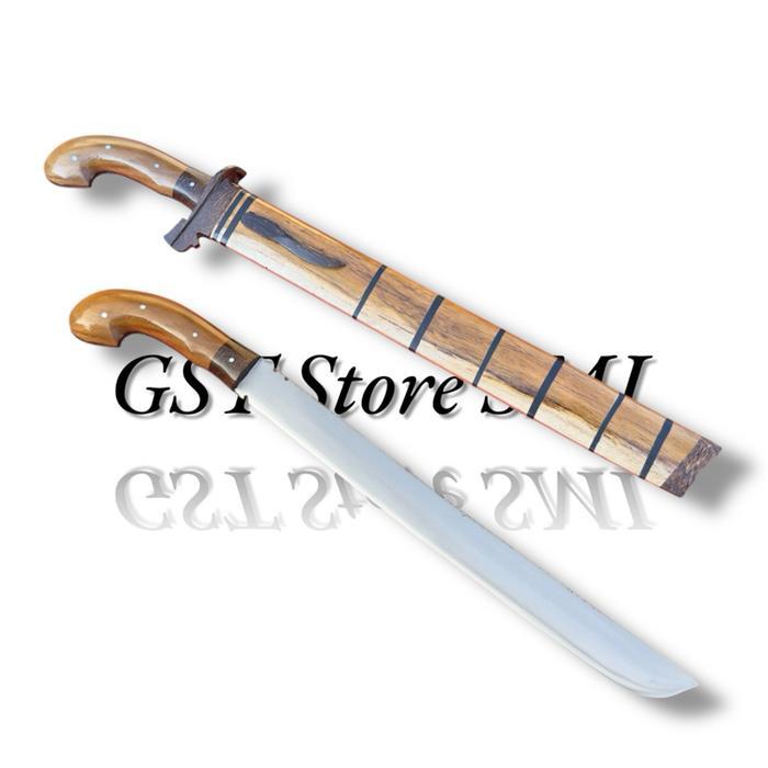 Golok Kebun Panjang Bunet Baja Per Fulltang Potong Kayu Dan Bambu Ekonomis Multifungsi - Bunet Natur