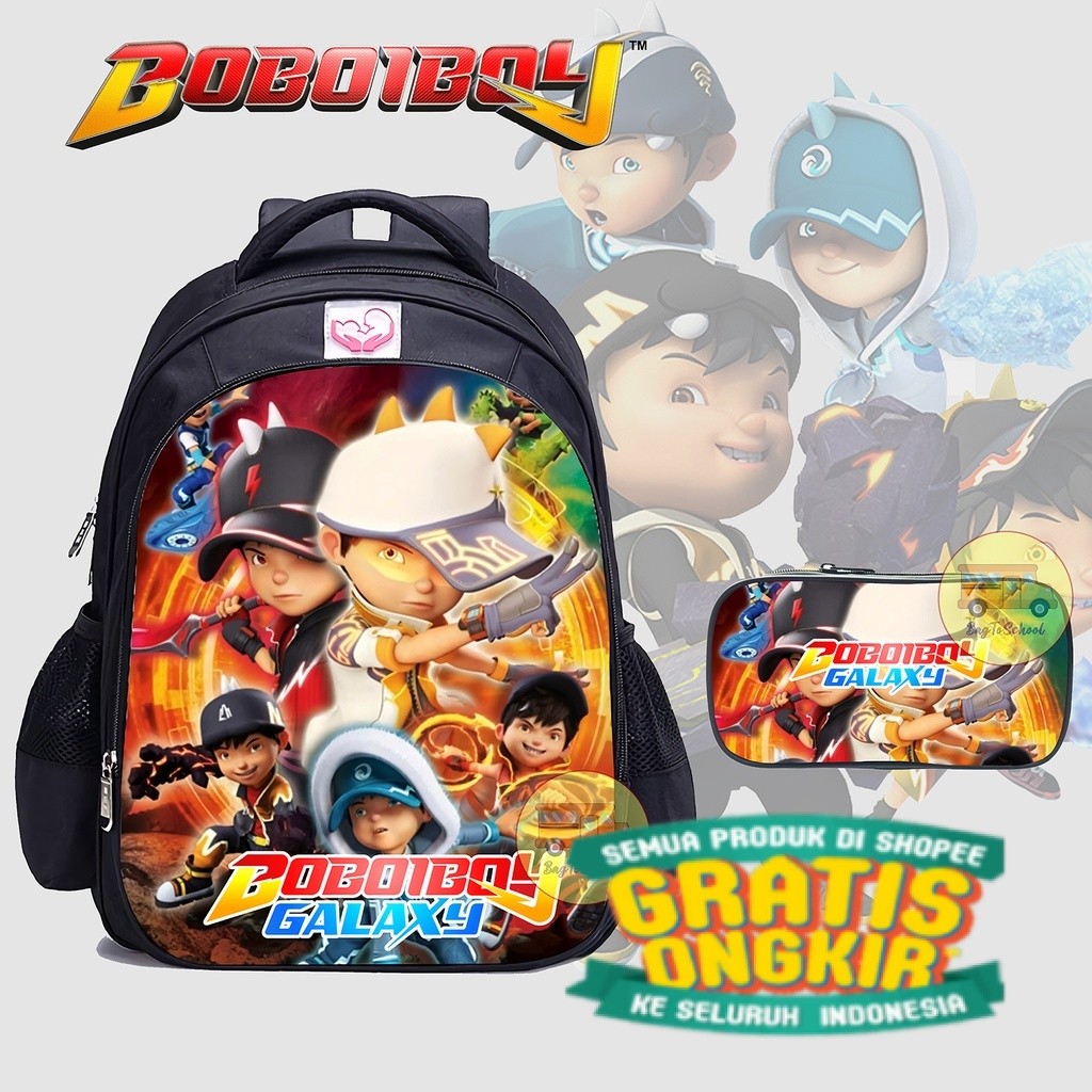 Tas Anak Laki-Laki Ransel Sekolah TK/SD Bonus kotak pensil Karakter Boboy/ keren cool