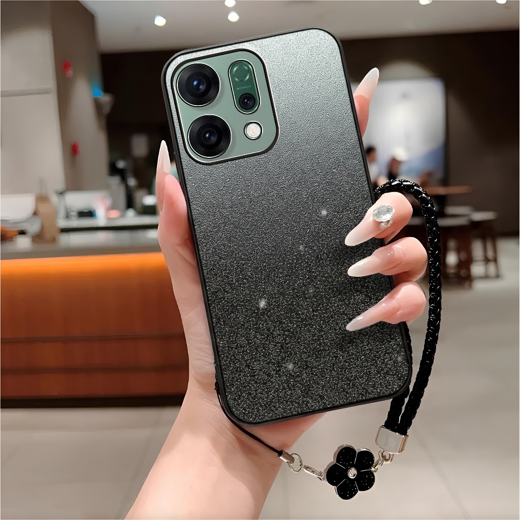 Soft Case Oppo Reno 14 / 14F / 14 Pro 5G Casing Luxury Silikon Glitter Free Tali Lanyard Bunga Handp