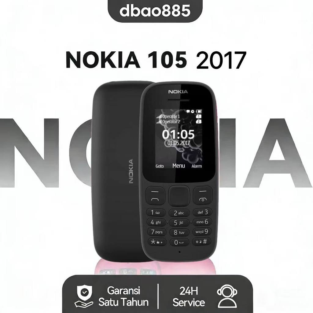 HP NOKIA 105 2017 (BARU) [GARANSI 1 TAHUN] - HP Jadul Dual SIM, Radio, Senter, Baterai Awet Murah