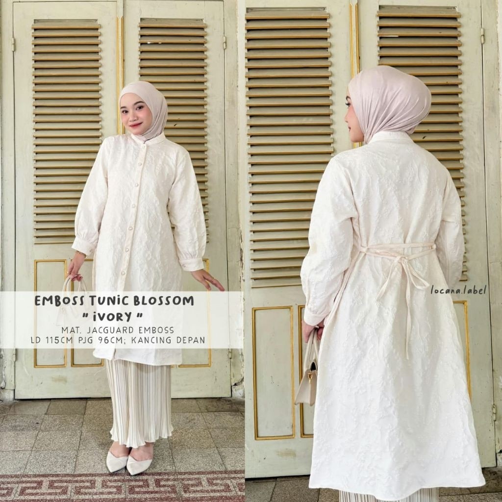 LOCANA LABEL Emboss Tunik Locana Boutique Original Atasan Muslim Wanita ESL Solo