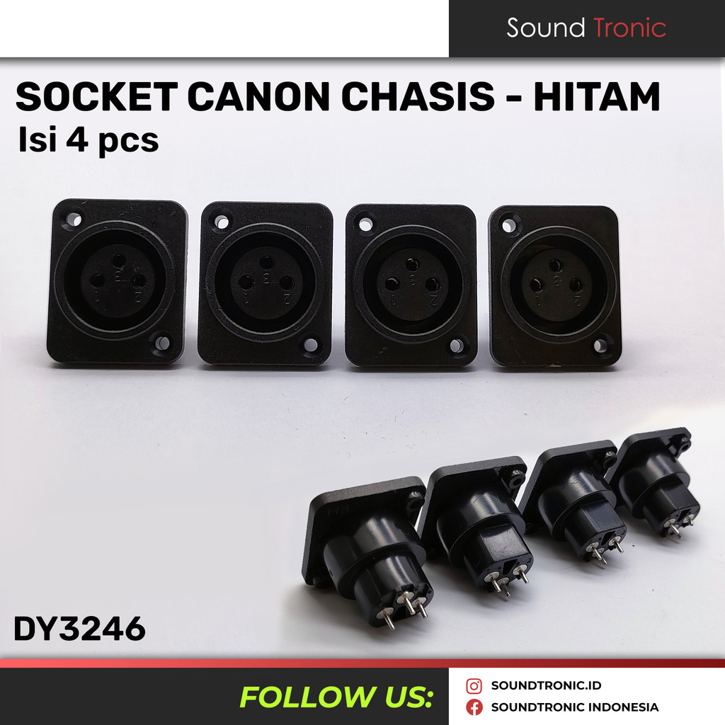 [ISI 4 PCS] Socket Chasis Canon XLR Female PVC - Hitam 3246