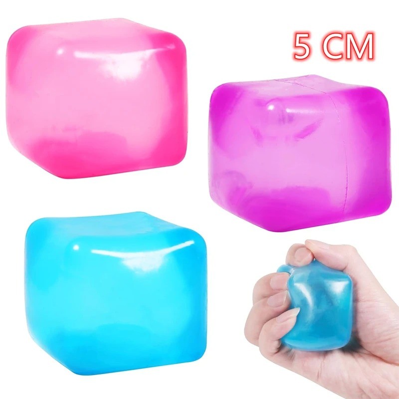 Ice cube shaped decompression toy, square decompression ball clay squeezing toy, decompression adult