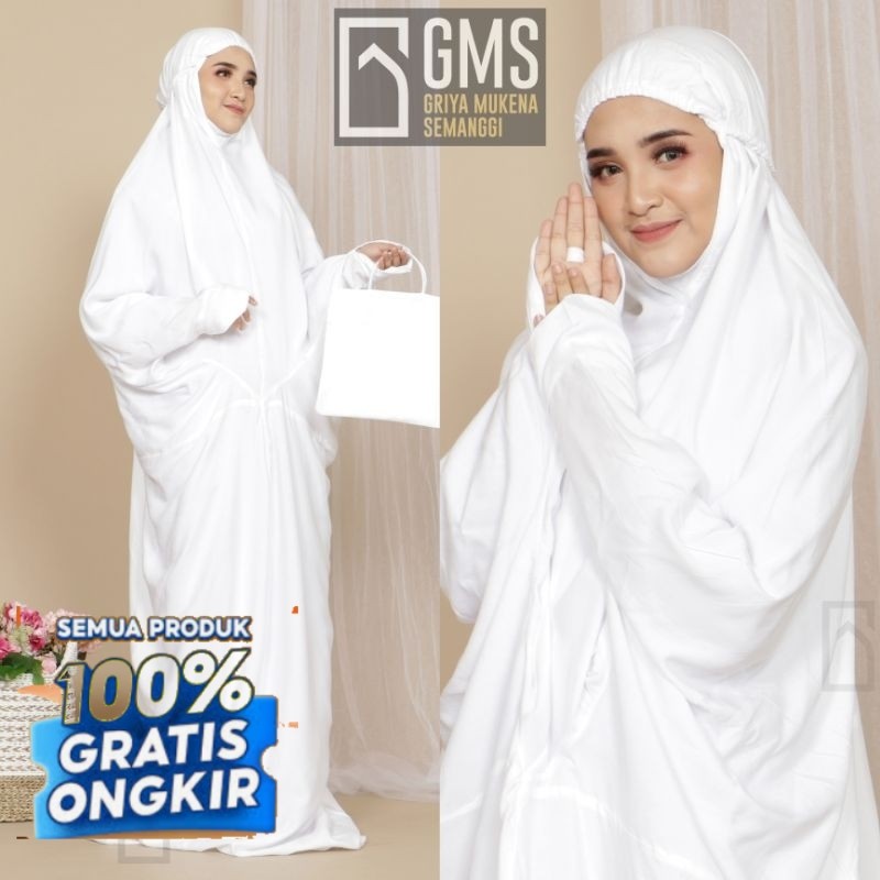 Mukena Terusan Putih Polos Dewasa Original Bonus Tas Bisa COD Mukena Bali Mukena Rayon Mukena Pocong