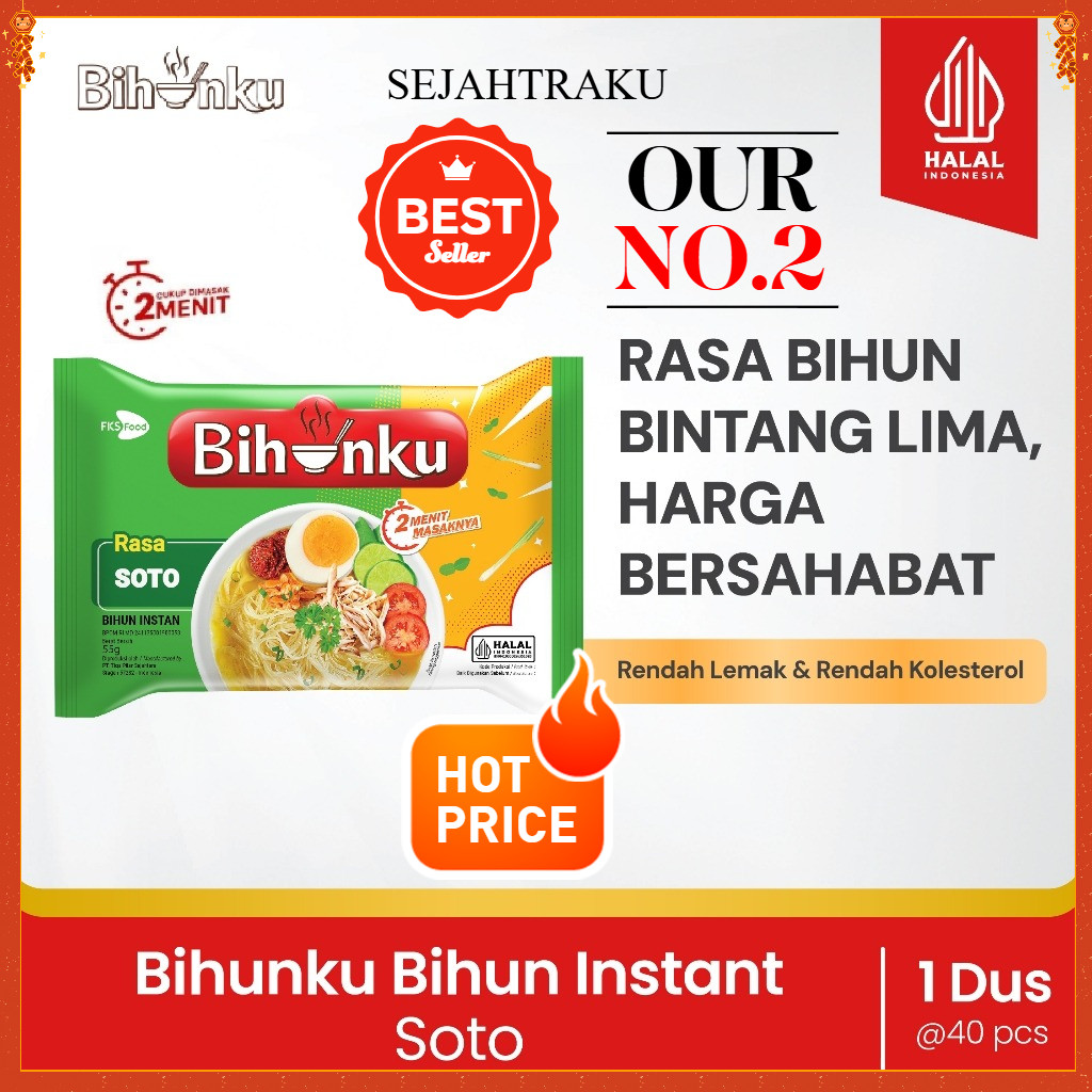 Mie Bihun Instan BIHUNKU  Soto  1 karton  40 Pcs  55gr